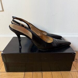 Dolce & Gabbana Y2K-era black leather slingback heels  size 38